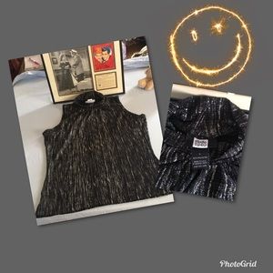 Black & silver turtle neck no sleeve shirt